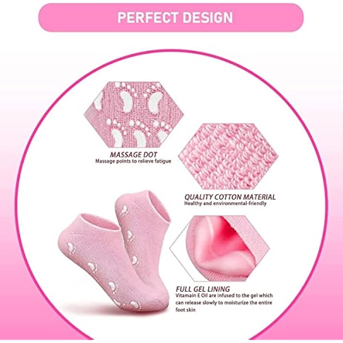 Spa Gel Socks Moisturizing and Repairing Cracked Skin, Dry Foot Care and Skin Care Foot Care (Light Pink) - Image 2